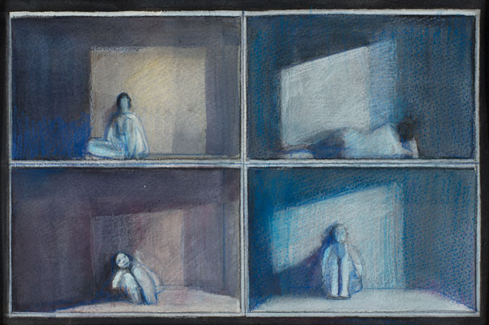 Quattro donne. Acquarello e matita su carta. 24 x 16 cm - 2014. Proprietà (...)