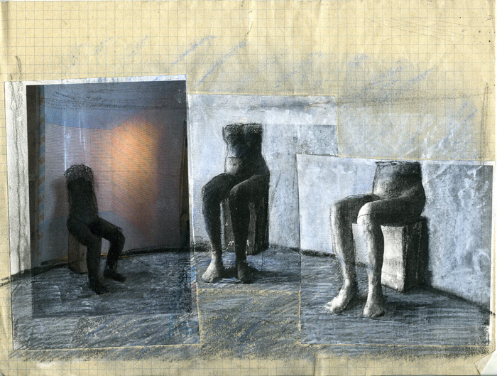 Tre donne. Tecnica mista su collage, 21 x 28 cm. 2008. Proprietà (...)