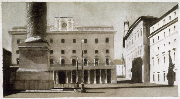 Schizzo per "Piazza Colonna". Acquarello su carta, cm. 35 x (...)
