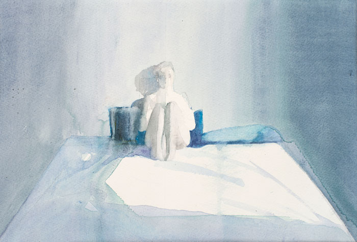 Donna sul letto 3. Acquarello su carta. 33 x 22.3 cm - 2014. Collezione (...)