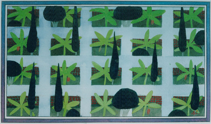 Giardino indiano. Acquarello su carta. 31 x 20 cm - 2001