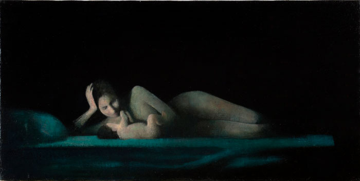 Madre notturna piccola. Olio su tela, cm. 50 x 25. 2006-2011. Collezione (...)
