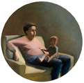 Michela e suo figlio. Olio su tavola, ø 55 cm. 1994