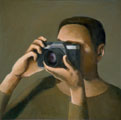 Fotografo. Olio su tavola, cm. 41 x 40,5. 1995/96++
