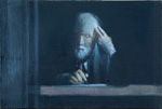 A tavola. Olio su tavola, cm 116 x 50. 1994