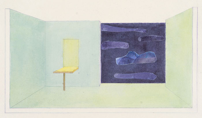 Cella blu notte. Acquarello e collage su carta, cm. 57 x 39. 2017. (...)