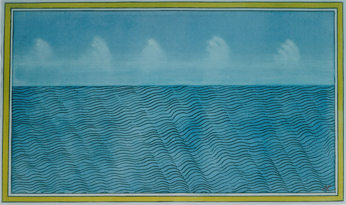 Mare azzurro con nuvole. Acquarello su carta. 31 x 20 cm - 2001