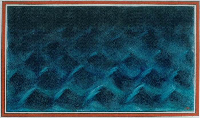 Mare notturno. Acquarello su carta. 31 x 20 cm - 2001