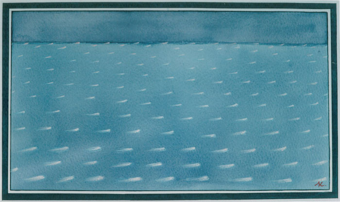 Mare viola con ondine. Acquarello su carta. 31 x 20 cm - 2001